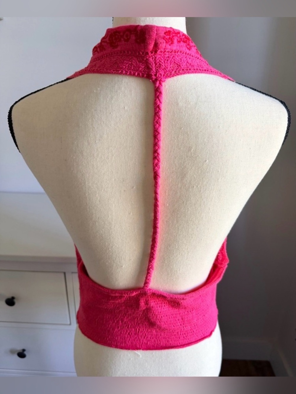 Free People - Pink Embroidered Halter Cowl Neck Top - Picture 4 of 5